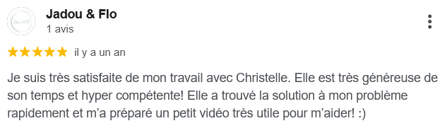 avis certifié client google jadou scan structure christelle Andreux Mme Structure priorités stratégie mailterlite